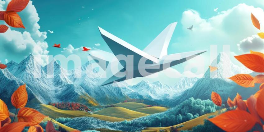 Flight of Fancy: A vibrant swarm of colorful paper airplanes takes flight, soaring through a sky of imagination and dreams