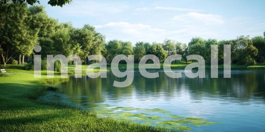 Serene Waters: A tranquil pond surrounded by lush greenery, inviting moments of peace and reflection
