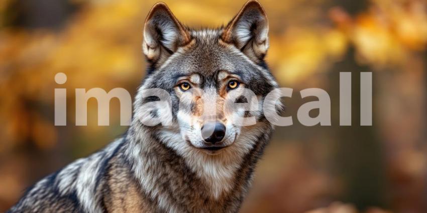 Eyes of the Wild: A majestic wolf gazes intently, its piercing amber eyes reflecting the wisdom of the wilderness