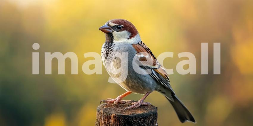 Feathered Friend: A common sparrow, perched on a weathered post, surveys its surroundings with a curious gaze, a reminder of the simple beauty found in everyday nature