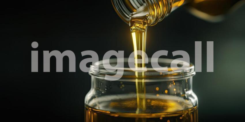 Golden Flow: A viscous stream of golden honey pours into a jar, creating mesmerizing swirls and capturing the essence of sweetness