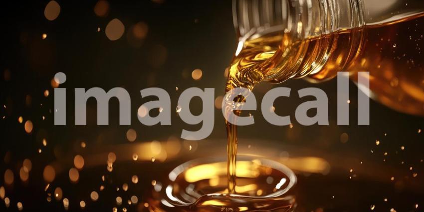 Golden Flow: A viscous stream of golden honey pours into a jar, creating mesmerizing swirls and capturing the essence of sweetness