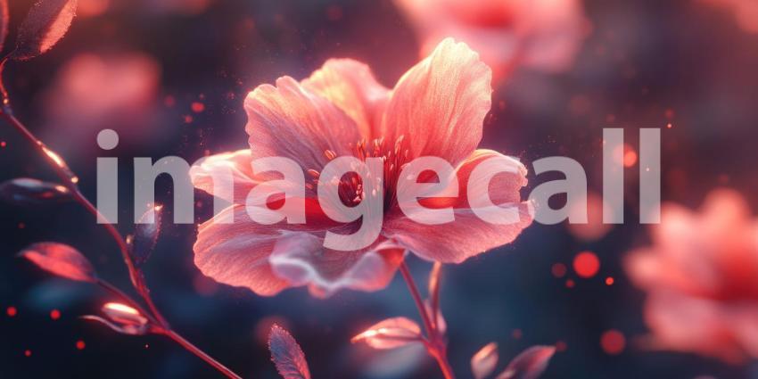 Dawn Embrace: Delicate Pink Blossoms Bathed in the Warm Glow of Sunrise