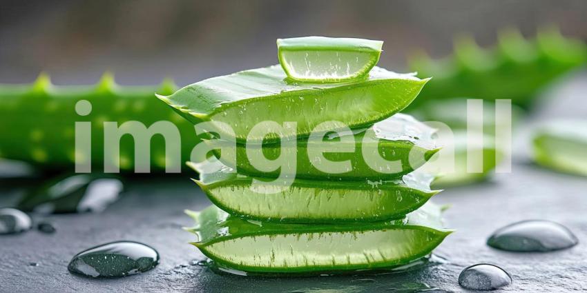 Nature Soothing Elixir: Freshly Sliced Aloe Vera Leaking Healing Gel, a Symbol of Natural Remedies