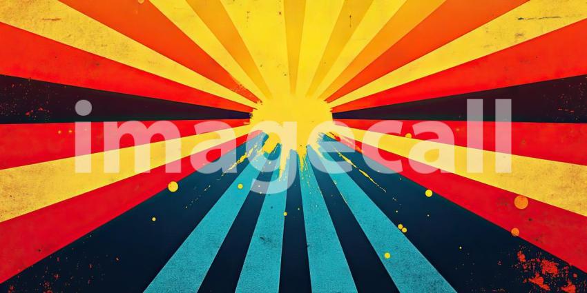 Retro Sunburst: A Vibrant Digital Landscape with a Neon Pink Sun Casting Shadows on a Dreamy Mountain Range