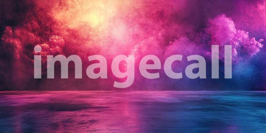 Stage Ready: A Professional Photography Studio with a Dark Backdrop, Dramatic Lighting, and Fog Effects