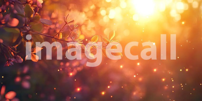 Golden Hour Meadow: Sunlight Filtering Through Leaves, Illuminating a Field of Delicate Wildflowers