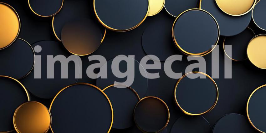 A Cosmic Tapestry: Interlocking circles of black and gold, adorned with shimmering accents, evoke a sense of celestial elegance and cosmic wonder