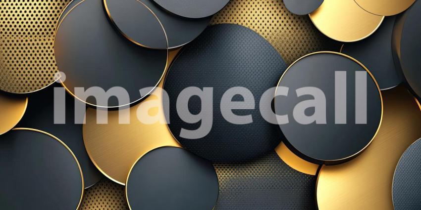 A Cosmic Tapestry: Interlocking circles of black and gold, adorned with shimmering accents, evoke a sense of celestial elegance and cosmic wonder