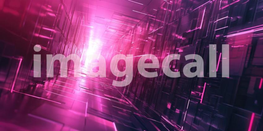 Neon Odyssey: A mesmerizing journey down a mirrored corridor, bathed in a symphony of vibrant neon lights, evokes a sense of futuristic wonder and boundless possibilities