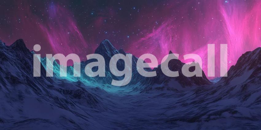 Celestial Symphony: A breathtaking panorama of a mountain range bathed in the ethereal glow of a vibrant aurora borealis, under a sky ablaze with stars