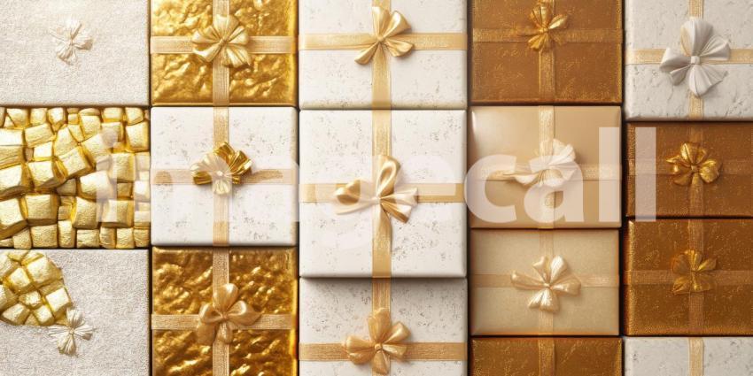 A Tapestry of Giving: A festive array of colorfully wrapped gifts, adorned with shimmering bows and ribbons, awaits eager hands on Christmas morning, symbolizing the joy and generosity of the season