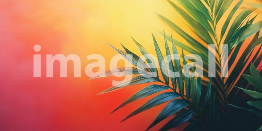 A Tropical Dreamscape: A vibrant explosion of colors, as tropical leaves are bathed in a kaleidoscope of light, creating a surreal and captivating scene