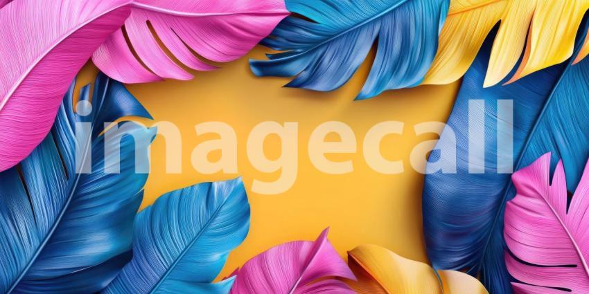 A Tropical Dreamscape: A vibrant explosion of colors, as tropical leaves are bathed in a kaleidoscope of light, creating a surreal and captivating scene