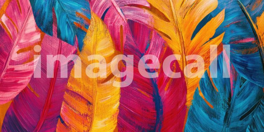 A Tropical Dreamscape: A vibrant explosion of colors, as tropical leaves are bathed in a kaleidoscope of light, creating a surreal and captivating scene