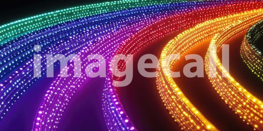 A Spectrum of Light: A mesmerizing display of colorful LED lights, forming a swirling cascade of hues that evokes a sense of wonder and excitement