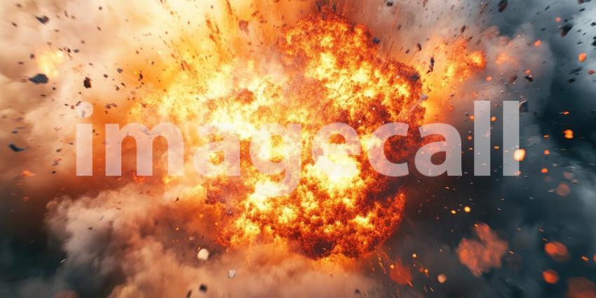 The Birth of Chaos: A cataclysmic explosion erupts in a universe of chaos, sending a shower of debris and fiery fragments into the void of space