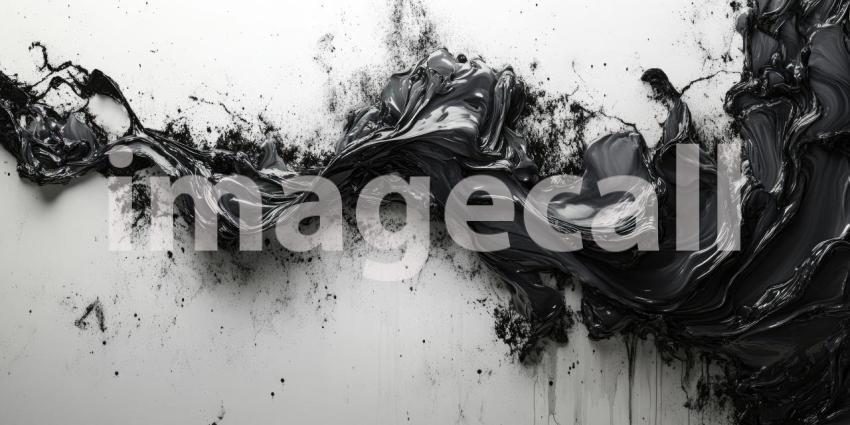 Fluid Dynamics: A mesmerizing abstract composition of swirling black liquid, evoking a sense of fluidity, movement, and the interplay of light and shadow