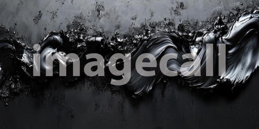 Fluid Dynamics: A mesmerizing abstract composition of swirling black liquid, evoking a sense of fluidity, movement, and the interplay of light and shadow