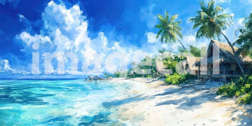 A Tropical Idyll: A picturesque coastal village, nestled amidst swaying palm trees, offers a glimpse of paradise, with pristine beaches and crystal-clear waters