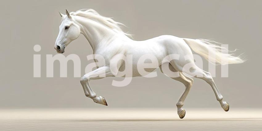 Captivating Dynamic Shot of a Majestic White Stallion in Motion