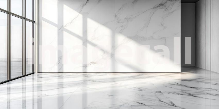 Minimalist Interior Design with Marble Accent Wall and Natural Light