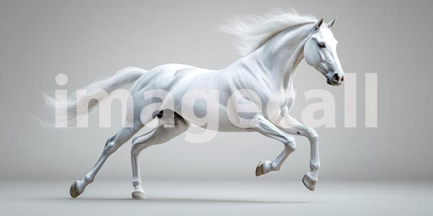 Captivating Dynamic Shot of a Majestic White Stallion in Motion