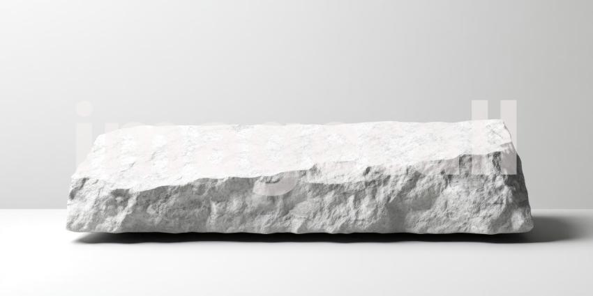 Textured White Rock on a Minimalist Pedestal: A Study in Form and Light