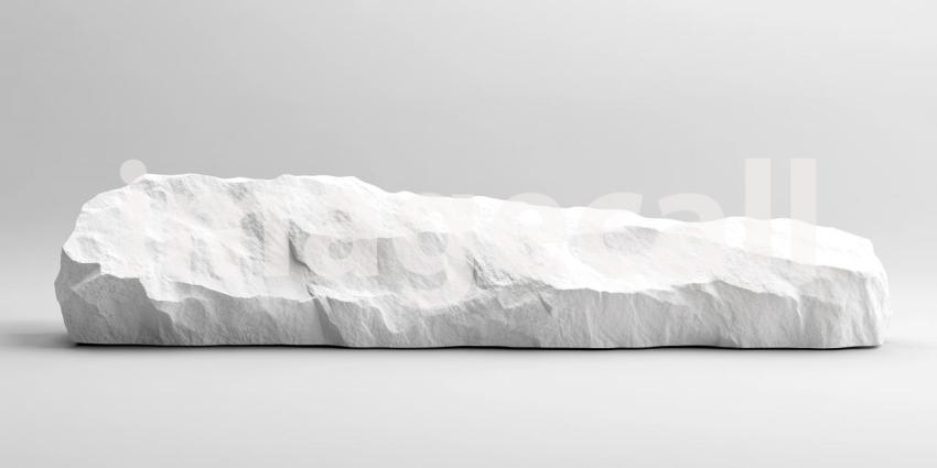 Textured White Rock on a Minimalist Pedestal: A Study in Form and Light