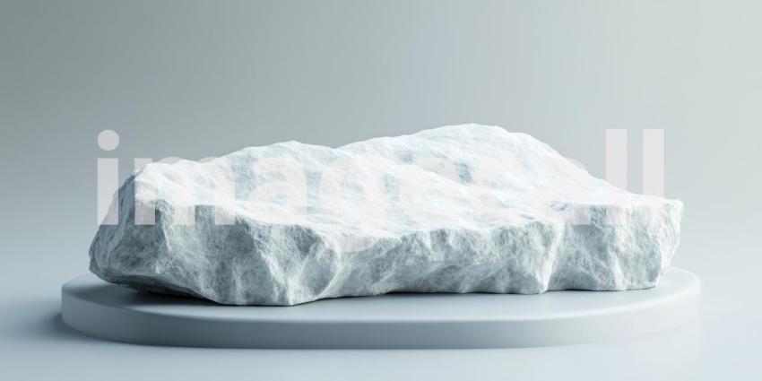 Textured White Rock on a Minimalist Pedestal: A Study in Form and Light