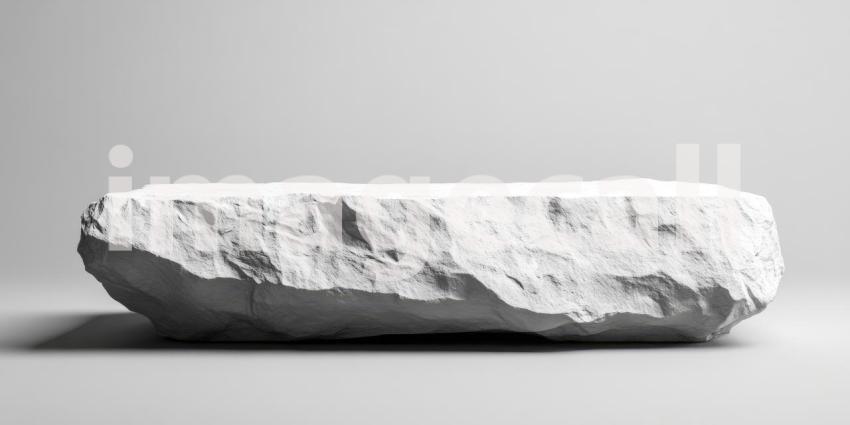 Textured White Rock on a Minimalist Pedestal: A Study in Form and Light