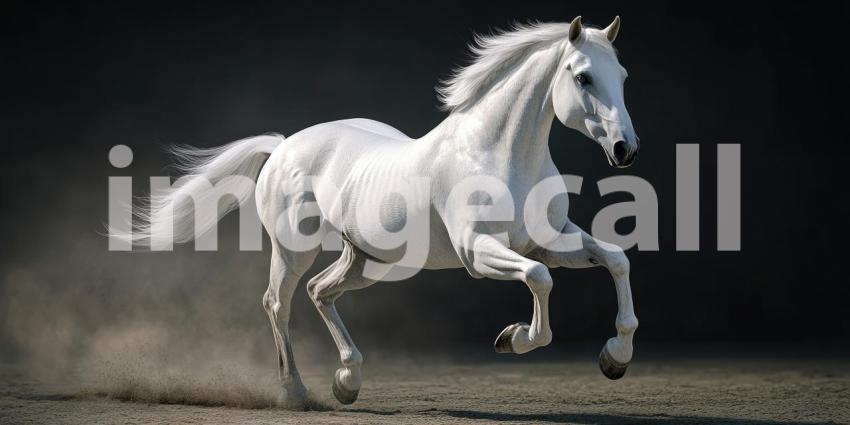 Captivating Dynamic Shot of a Majestic White Stallion in Motion
