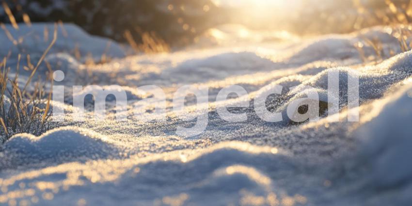 Winter's Embrace: Sunlight Filtering Through Snow-Dusted Branches in a Magical Winter Scene