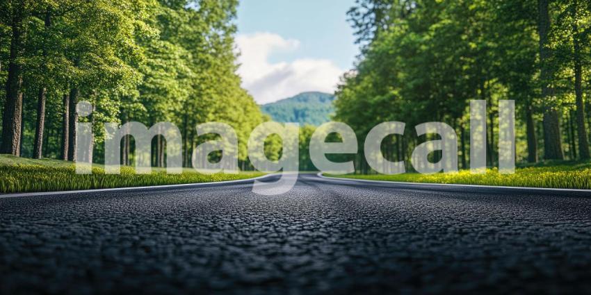 Winding Asphalt Track Through Lush Green Forest