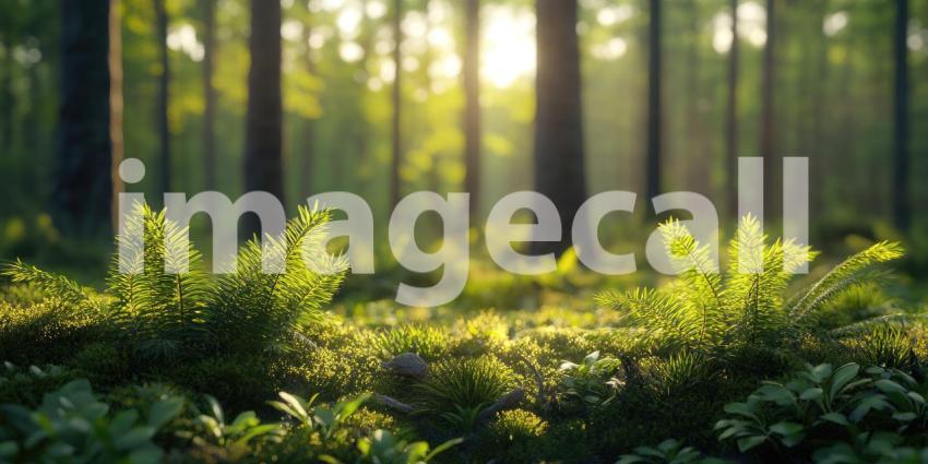 Sunbeams Dancing Through a Verdant Forest Floor