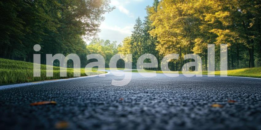 Winding Asphalt Track Through Lush Green Forest