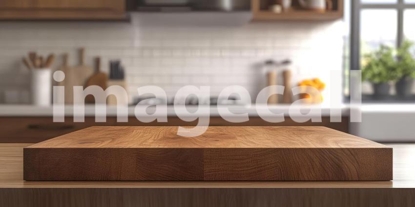 Rustic Wooden Table in a Modern Kitchen Setting