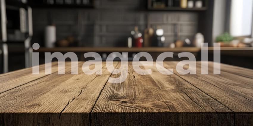 Rustic Wooden Table in a Modern Kitchen Setting
