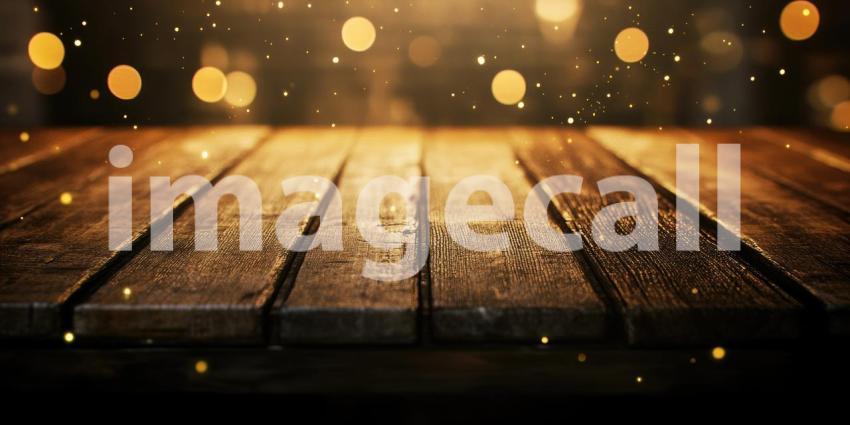 Warm Wooden Tabletop in a Cozy Cafe Setting