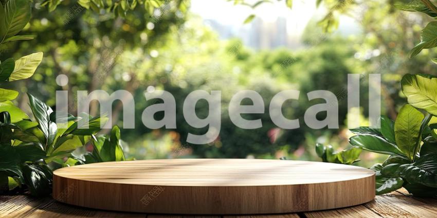 Lush Jungle Oasis: A Wooden Platform Nestled Amongst Vibrant Foliage