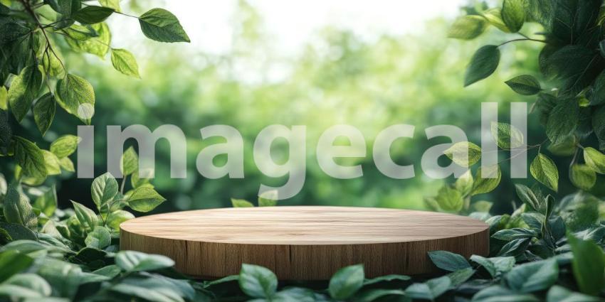 Lush Jungle Oasis: A Wooden Platform Nestled Amongst Vibrant Foliage