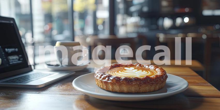 Raspberry Delight: A Tart with Fresh Berries and a Cup of Coffee