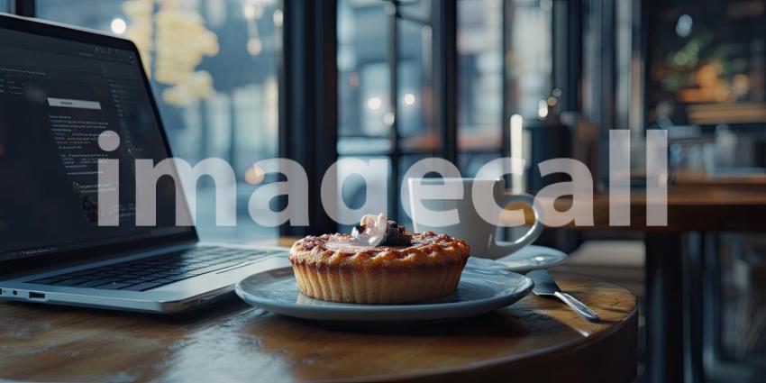 Raspberry Delight: A Tart with Fresh Berries and a Cup of Coffee