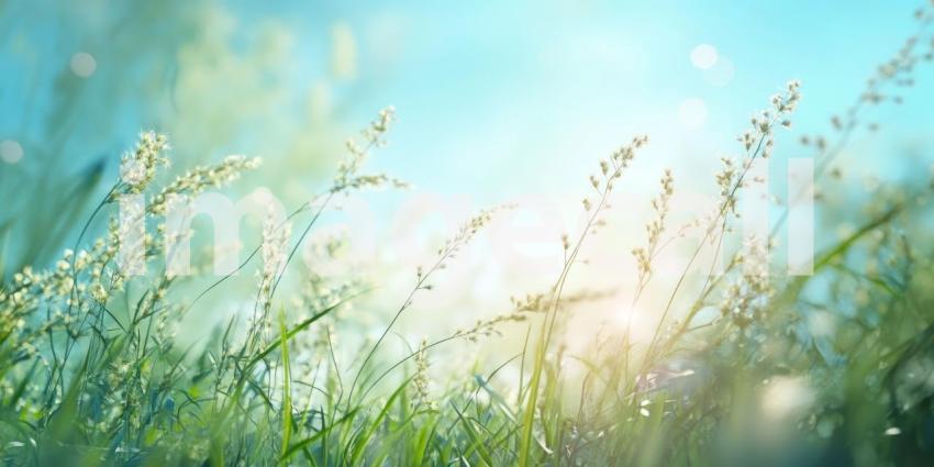 Sunlit Meadow: A Field of Delicate Grasses Swaying in the Breeze