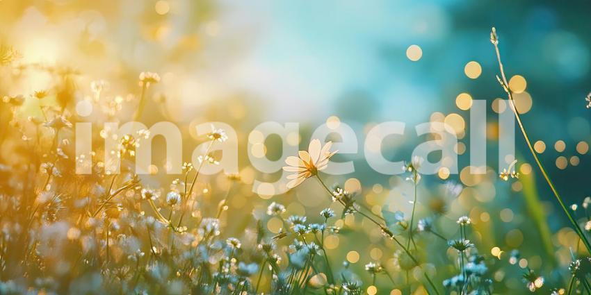 Sunlit Meadow: A Field of Delicate Grasses Swaying in the Breeze