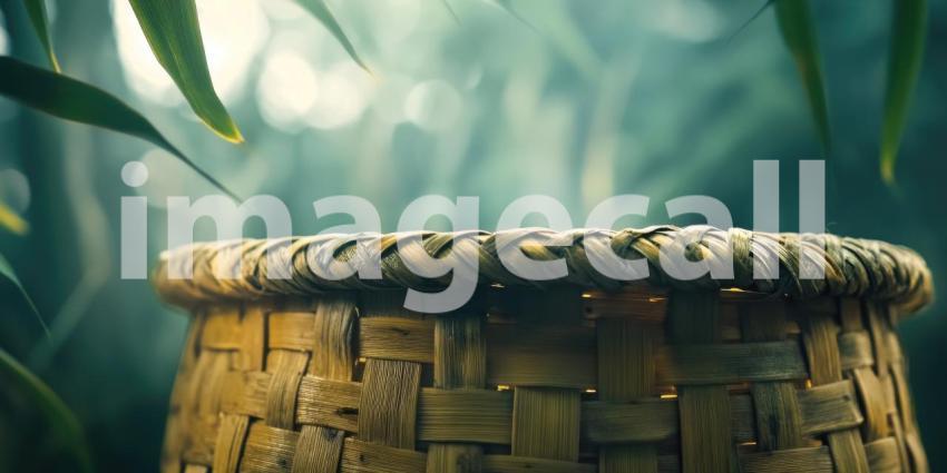 Warm and Earthy: A Woven Basket and Tray in a Sunlit Corner