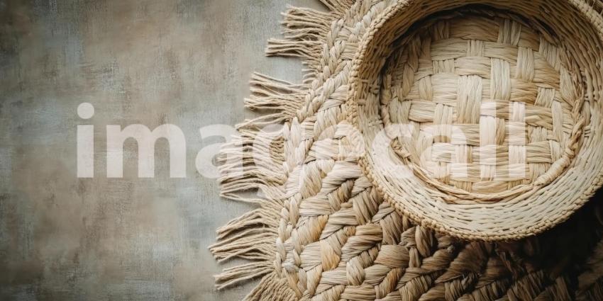 Warm and Earthy: A Woven Basket and Tray in a Sunlit Corner