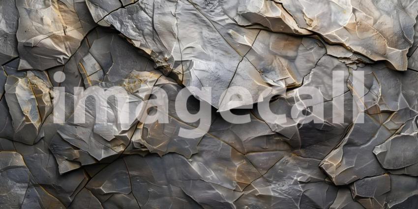 Cragged and Textured: A Close-Up of Rugged Stone Wall with Deep Shadows and Warm Highlights