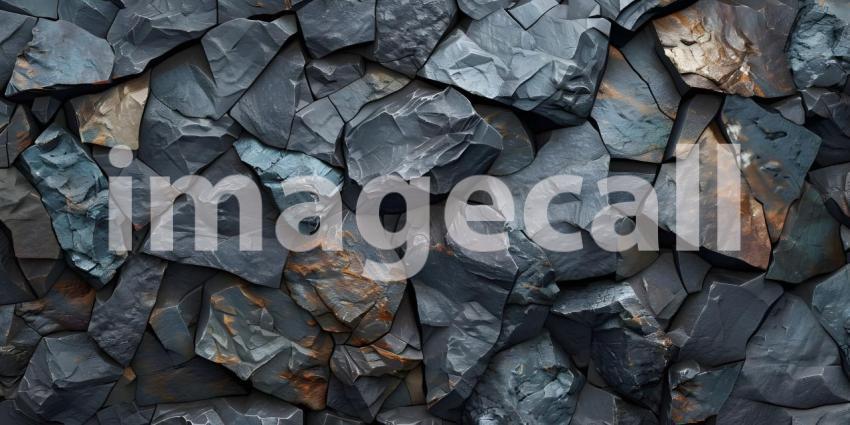 Cragged and Textured: A Close-Up of Rugged Stone Wall with Deep Shadows and Warm Highlights