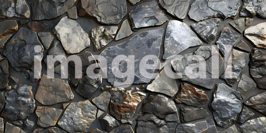 Cragged and Textured: A Close-Up of Rugged Stone Wall with Deep Shadows and Warm Highlights